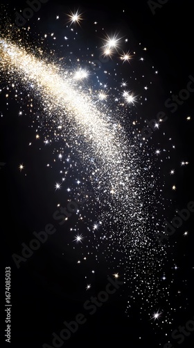Sparkling Silver Glitter Starry Night Sky Background