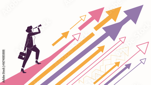 Business Vision Strategy and Planning with Upward Arrows Progress Success Concept.