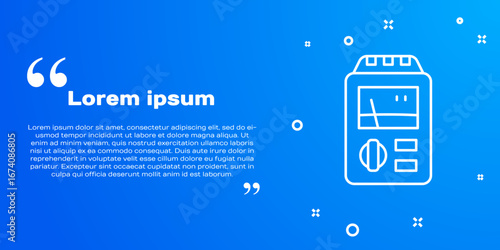 White line Dosimeter for measuring radiation icon isolated on blue background. Gamma radiation personal dosimeter. Vector