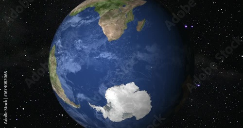 Planet Earth, zooming in on Antarctica. Realistic planet earth.