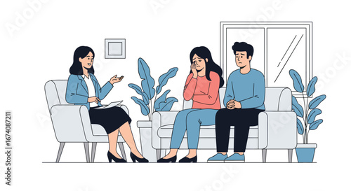 Couple's therapy session understanding relationship challenges seeking professional guidance for harmony