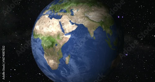 Earth zoom to Africa. Realistic planet earth.