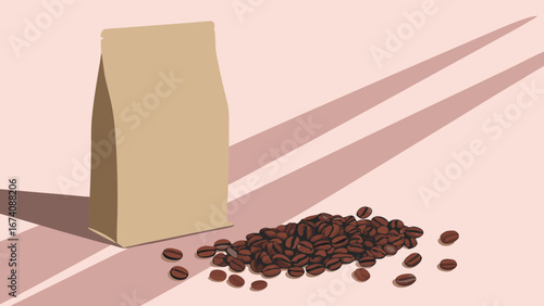 Coffee Beans and Packaging Illustration.