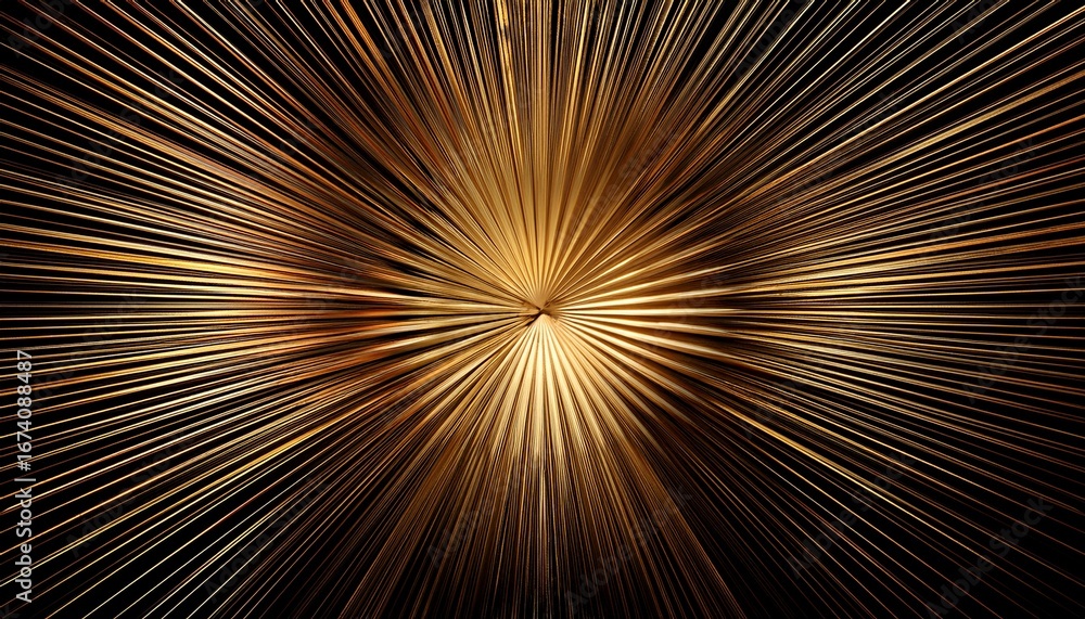 Obraz premium black background with gold radial burst or sunburst design giving a dynamic and striking visual appeal