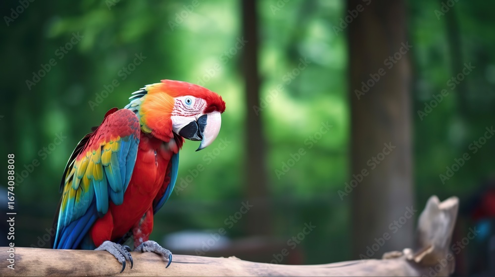 Obraz premium Vibrant parrot perched on a branch