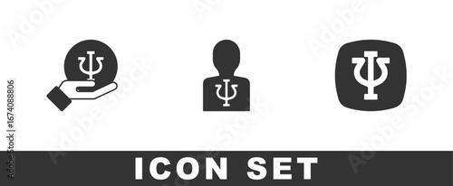 Set Psychology, Psi, and icon. Vector