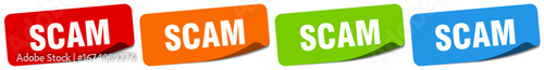 scam sticker. scam sticker set on white background