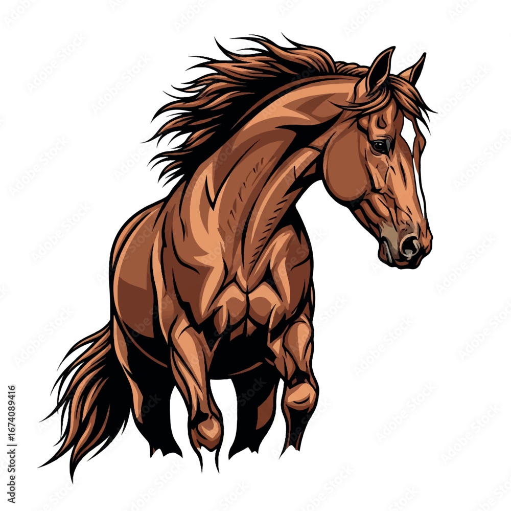 Obraz premium illustration, drawing, vector, design, animal, horse, art, graphic, background, nature, wild, isolated, mammal, silhouette, farm, black, symbol, white, speed, beautiful, sketch, stallion, mane,