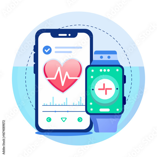 An illustration of health tracker designed in flat style