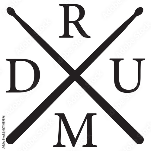 Drum Text with Crossed Drumsticks
