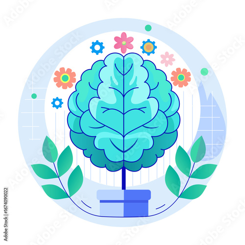 Flat style illustration depicting the mindfulness concept