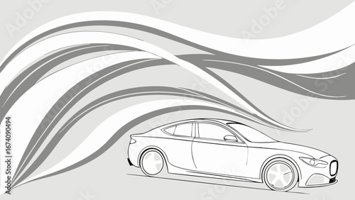 Stylish Coupe Car Illustration with Abstract Background for Automotive Design or Brochure.