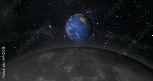 A view of Earth from the Moon, highlighting the contrast between the moon and our planet.