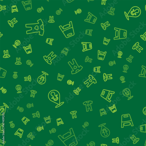 Set line Baby clothes, dummy pacifier and potty on seamless pattern. Vector