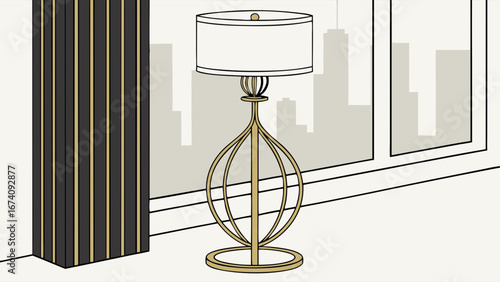 Stylish Floor Lamp with City View.