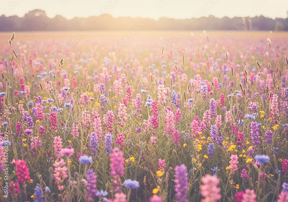 Naklejka premium Golden Hour Wildflower Meadow