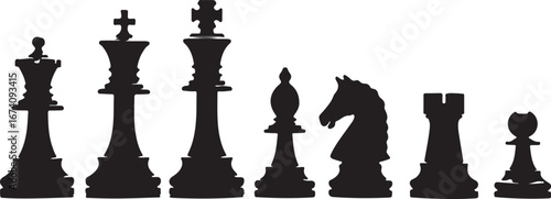 Chess Pieces Silhouette SVG Bundle | Classic Chess Game Clipart for Strategy & Board Game Designs"