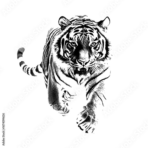 Tiger walking forward
