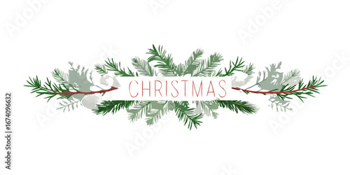Christmas banner with fir branches and vintage text