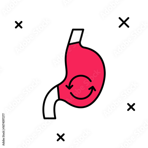 Filled outline Human stomach health icon isolated on white background. Vector