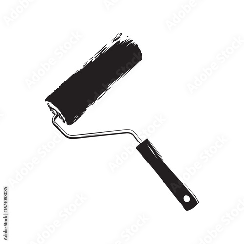 Black and White of a Paint Roller with Black Paint