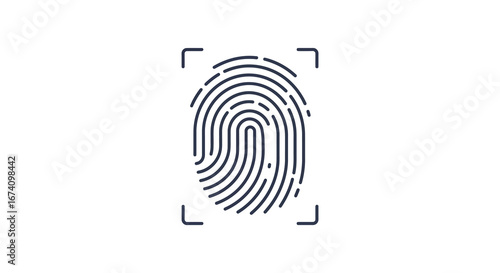 Fingerprint scan icon with camera viewfinder lines on white background