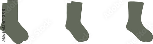 Three Gray Sock Silhouettes on White socks clothing