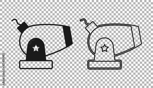 Black Cannon icon isolated on transparent background. Vector