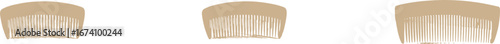 Three Variations of a Hair Comb Silhouette on White Background