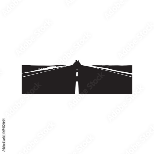 Black and White of an Asphalt Road Leading to Horizon