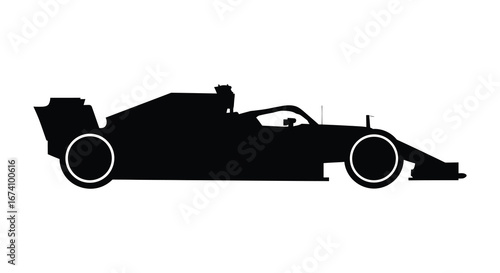 a black silhouette of a race car on a white background