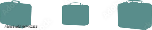 Three teal colored jerrycans or containers on white background