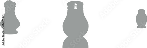 Three grey bowling pins on white background sport game