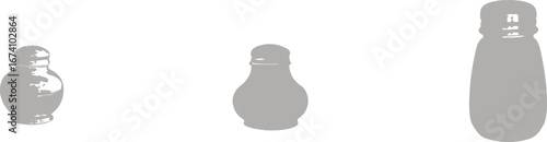 Three grey bowling pins with textured details on white