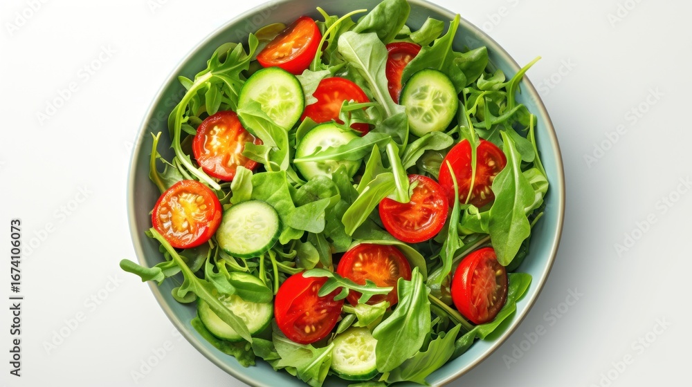 Fresh Salad with Greens, Tomatoes and Cucumber Fresh Salad with Greens, Tomatoes and Cucumber