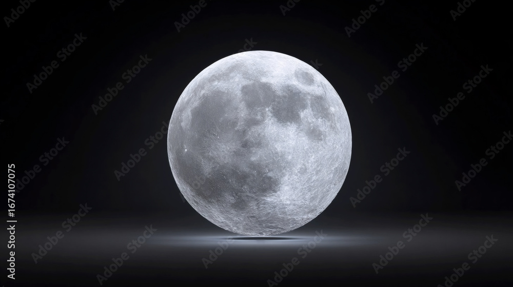 Obraz premium Bright full moon casting light in a clear night sky over a tranquil landscape Generative AI