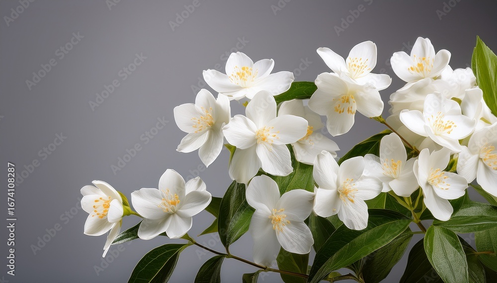 Fototapeta premium isolated white jasminum sambac flowers on plain background