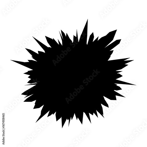 Jagged black silhouette burst isolated on white background