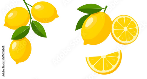 lemons with leaves icon, lemon fruit vector, citrus icon, fresh lemon illustration, lemon branch vector, yellow lemon icon, tropical fruit vector, citrus fruit illustration, lemon clipart, lemon tree 