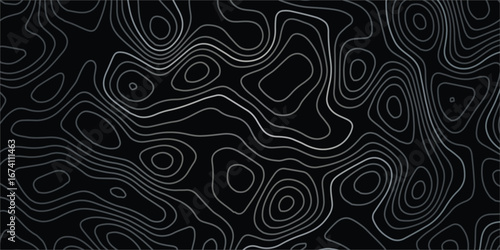 Modern Topographic contour map on dark background. Vector grid map.