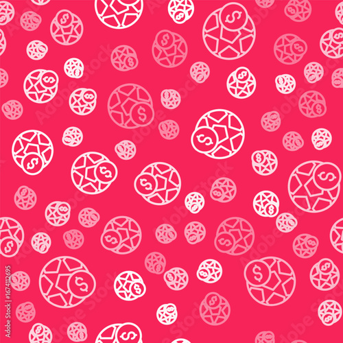 White line Soccer football betting money icon isolated seamless pattern on red background. Football bet bookmaker. Soccer betting online make money. Vector
