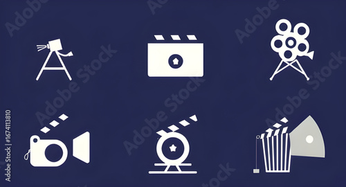 movie line icons, cinema outline icons, film reel line icon, movie camera outline, clapperboard line icon, thin line cinema icons, linear film icons, outline video icons, stroke movie symbols, monochr