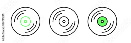 Set line Vinyl disk icon isolated on white background. Vector