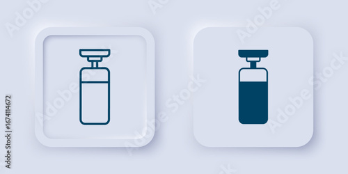 Filled and outline Punching bag icon isolated on grey background. Square button. Vector