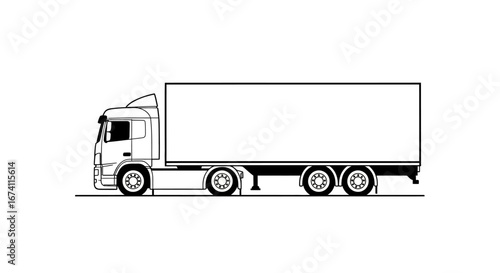 A simple line drawing of a large refrigerated truck.