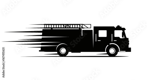 A speeding firetruck silhouette, a symbol of emergency response and rapid action.