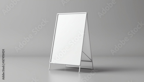 Wallpaper Mural Blank white metallic outdoor advertising stand mockup set, isolated, 3d rendering. Clear street signage board mock up. A-board with metal frame template Torontodigital.ca