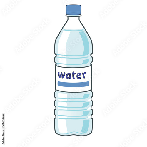 Clear plastic bottle filled with refreshing blue water and a blue cap vector