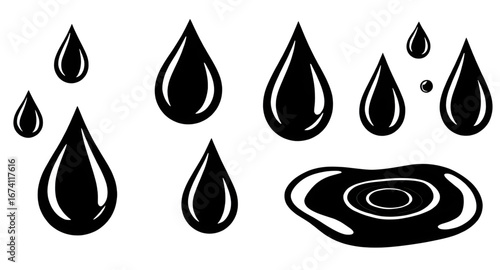 crude oil drop icon vector, oil droplet icon set, petroleum drop vector, black oil drop illustration, fuel droplet symbol, crude petroleum icon, oil liquid vector, dark oil droplet icon, energy oil ve