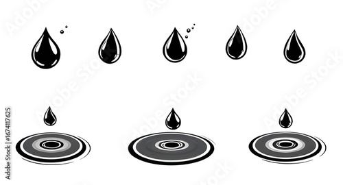 crude oil drop icon vector, oil droplet icon set, petroleum drop vector, black oil drop illustration, fuel droplet symbol, crude petroleum icon, oil liquid vector, dark oil droplet icon, energy oil ve